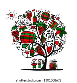 Wine tree, sketch for your design