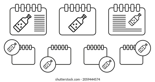 Icono vectorial de vino, usa en la ilustración de conjunto de calénder para ui y ux, sitio web o aplicación móvil