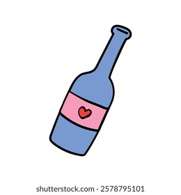 wine valentine doodle illustration hand drawn