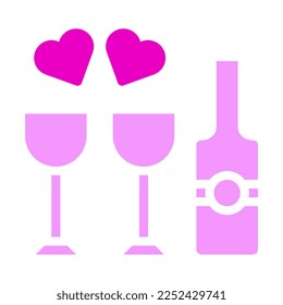 wine valentine icon solid pink style illustration vector and logo. Icon sign from modern collection for web. Nice design perfect.