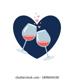 Wine valentines day heart vector illustration