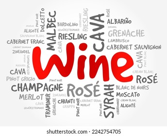 WINE VARIETALS Types word cloud collage, art concept background