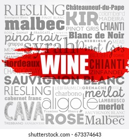 WINE VARIETALS Types word cloud collage, art concept background