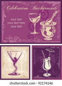 Wine vector backgrounds, great for invitations, wine cards and menus.