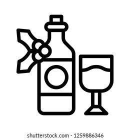 Wine vector, Chirstmas menu line design icon, editable outline 