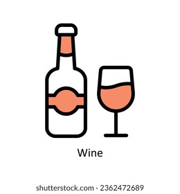 Wine vector Filled outline Icon Design illustration. Event Management Symbol on White background EPS 10 File