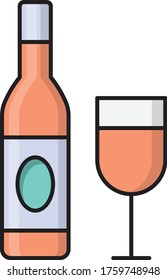 wine vector flat color icon 
