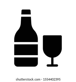 wine vector glyph flat icon