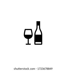 Wine vector icon in black solid flat design icon isolated on white background