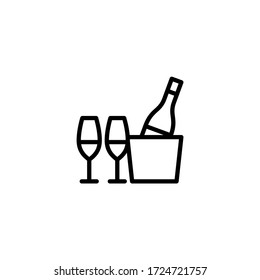 Wine vector icon in linear, outline icon isolated on white background