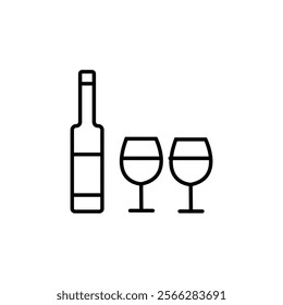 Wine vector icon in linear, outline icon isolated on white background