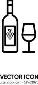 Wine vector icon. Modern, simple flat vector illustration for website or mobile app.Wine bottle  symbol, logo illustration. Pixel perfect vector graphics