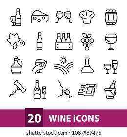 wine vector icons collection
