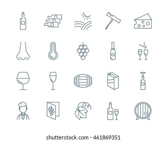 Wine vector icons set
