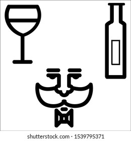 Wine vector illustration icon set. Vector on white background.