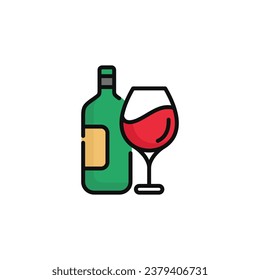 Wine vector illustration isolated on white background. Wine icon