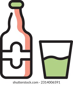 ilustración de vino Vector sobre un fondo transparente. Símbolos de calidad superior. Iconos vectoriales de color de línea para el concepto y el diseño gráfico.
