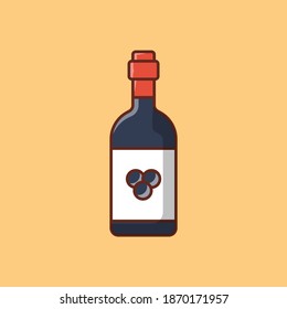 wine vector line flat icon