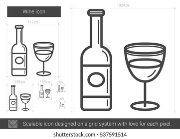 Wine vector line icon isolated on white background. Wine line icon for infographic, website or app. Scalable icon designed on a grid system.