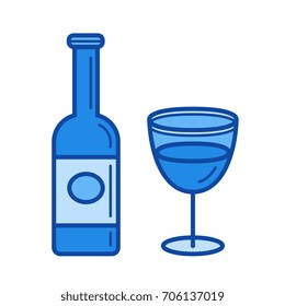 Wine vector line icon isolated on white background. Wine line icon for infographic, website or app. Blue icon designed on a grid system.