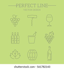 wine vector line, logo, emblem. Contour Design.