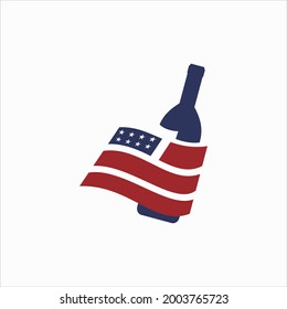 wine vector logo with american flag concept