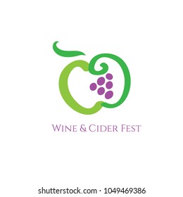 Wine vector logo. Cider vector logo. Wine and cider emblem