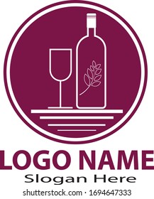 Wine vector logo design for cafe, bar, restaurant, rest area, product brand, business and company industry related wine