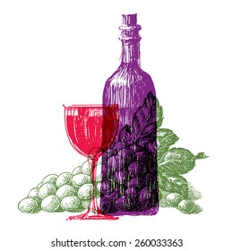 wine vector logo design template. grapes or alcoholic drink icon.