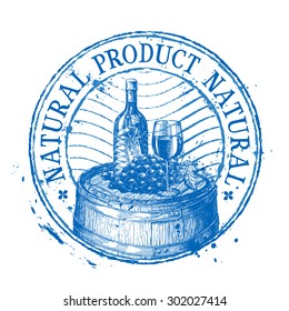 wine vector logo design template. shabby stamp or drink, tipple icon