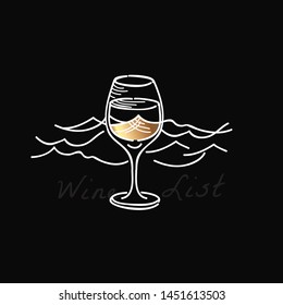 Wine vector logo. Wine list design element. Wine glass illustration