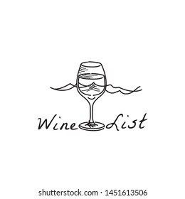 Wine vector logo. Wine list design element. Wine glass illustration