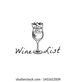 Wine vector logo. Wine list design element. Wine glass illustration
