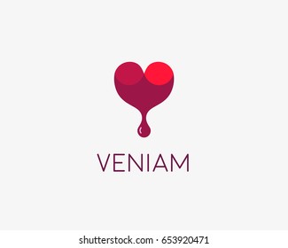 Wine vector logotype. Abstract drop heart logo.