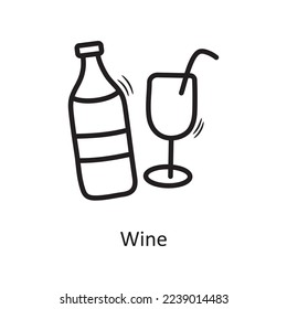 Wine vector outline Icon Design illustration. Food and Drinks Symbol on White background EPS 10 File
