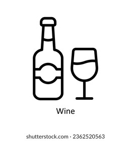 Wine vector  outline Icon Design illustration. Event Management Symbol on White background EPS 10 File