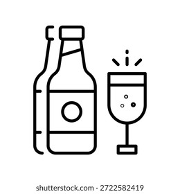 Ícone de Contorno de Vetor de Vinho EPS 10 Arquivo