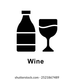 Wine  vector Solid icon style illustration. Symbol on White background EPS 10 File