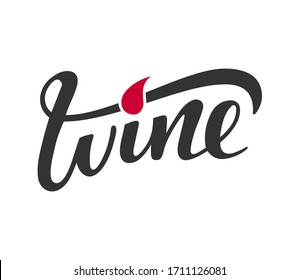 Wine vector text, hand drawn lettering