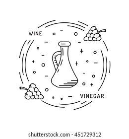 Wine vinegar in the bottle vector, outline.