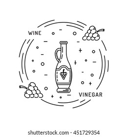 Wine vinegar in the bottle vector, outline.