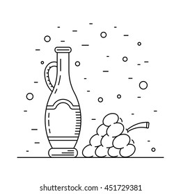 Wine vinegar in the bottle vector, outline.