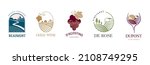 Wine, vineyard, organic natural winery logo collection. Vineyard field and grapes symbols and icons 