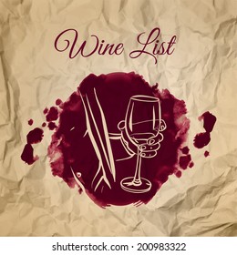 Wine vintage background.old paper. Watercolor hand drawn illustration