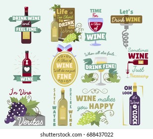 Wine vintage old retro look style logo badge vector illustration.