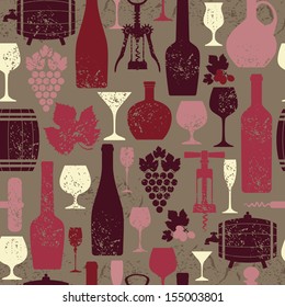 Wine vintage seamless pattern.