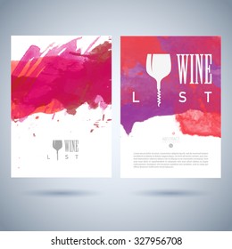 wine watercolor menu list vector creative wine list covering pattern with logo on abstract watercolor scene valuable for any project where a platter of colour makes the difference wine watercolor menu