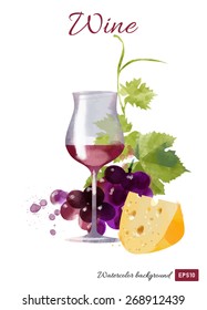 Wine watercolor vector background 