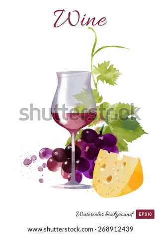 Wine watercolor vector background 