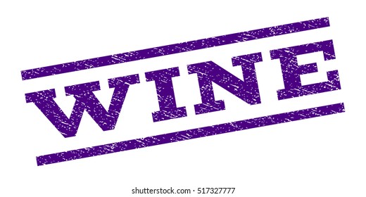 Wine watermark stamp. Text tag between parallel lines with grunge design style. Rubber seal stamp with unclean texture. Vector indigo blue color ink imprint on a white background.